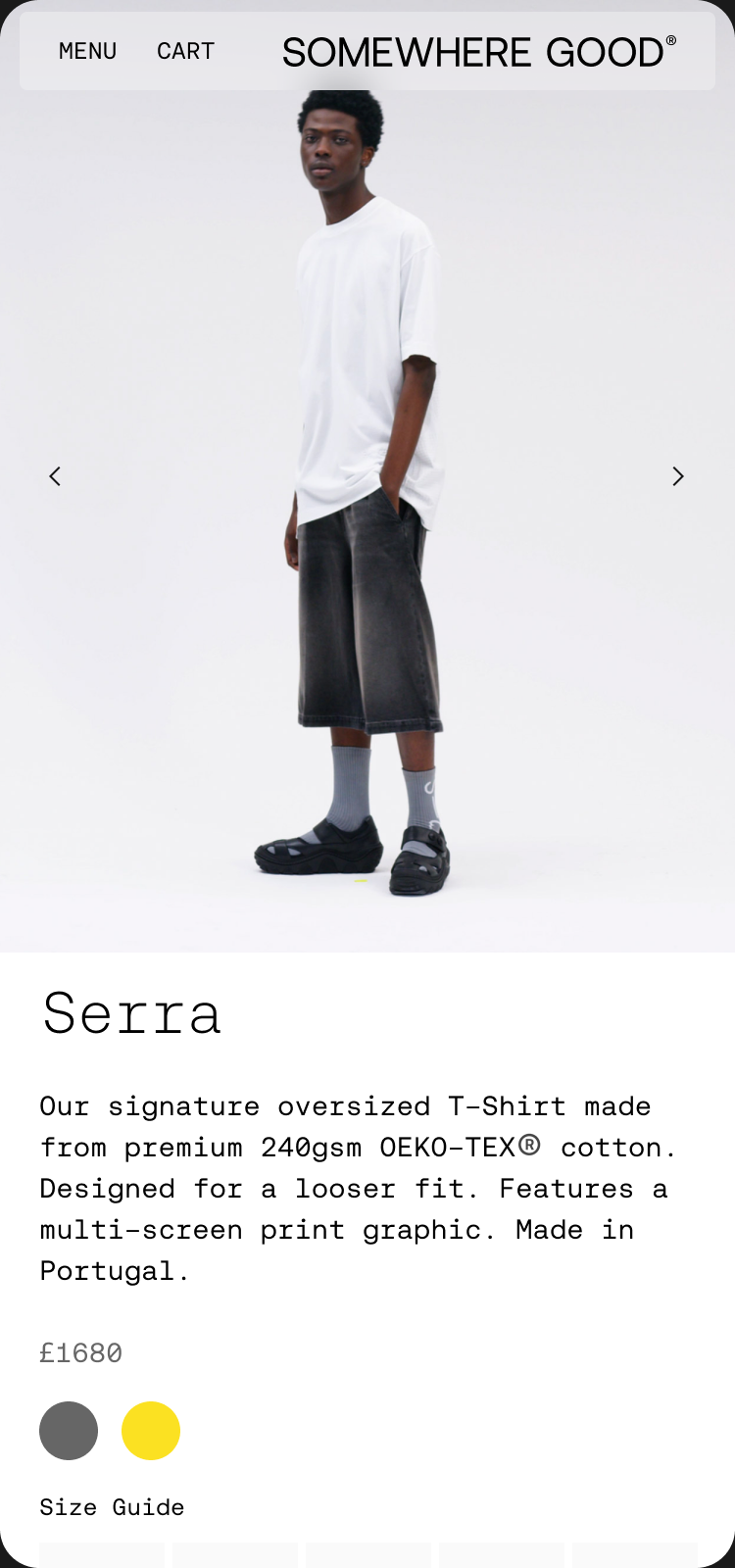 Mobile product page, Serra tee