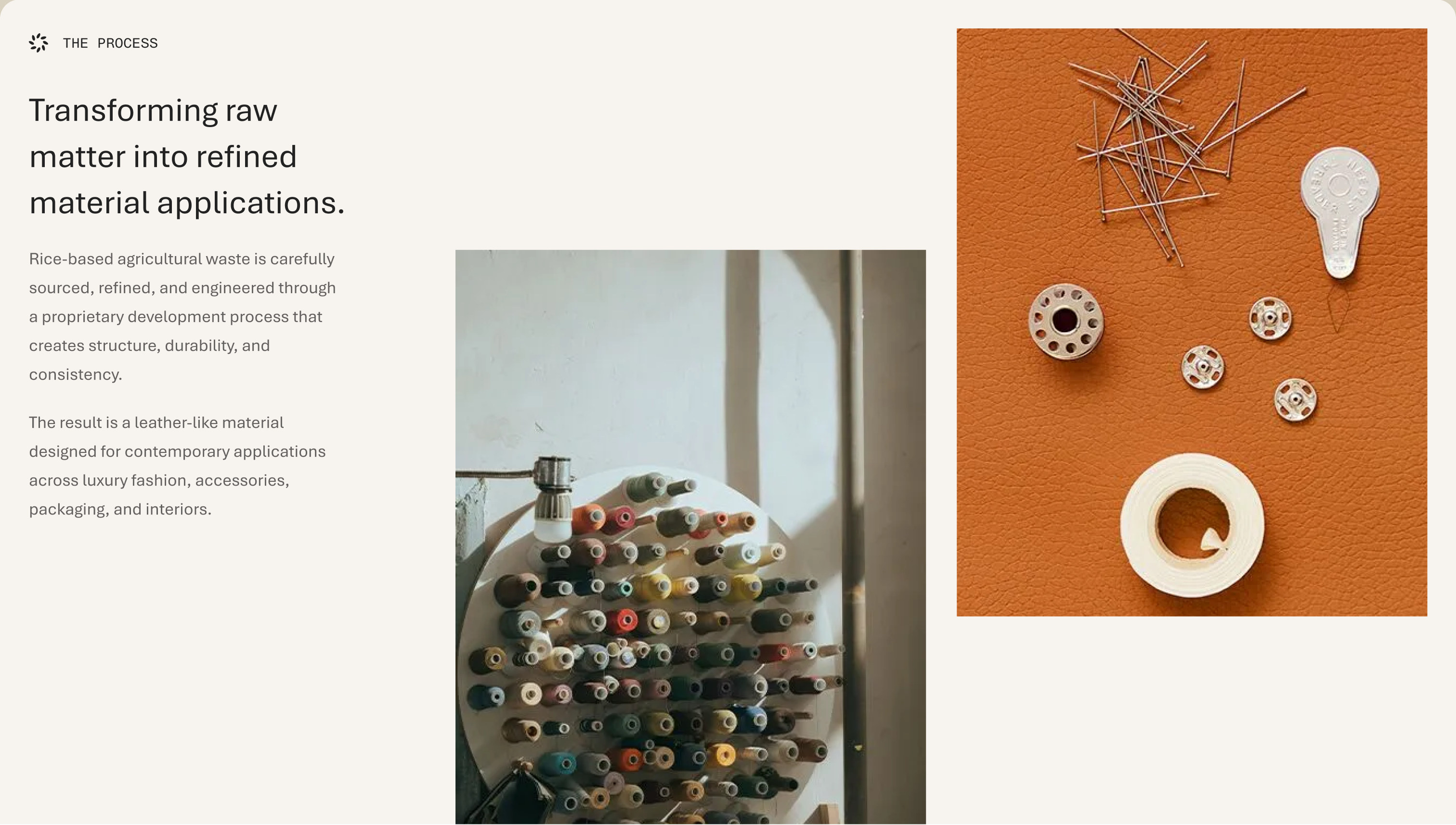 The process, raw matter to refined material